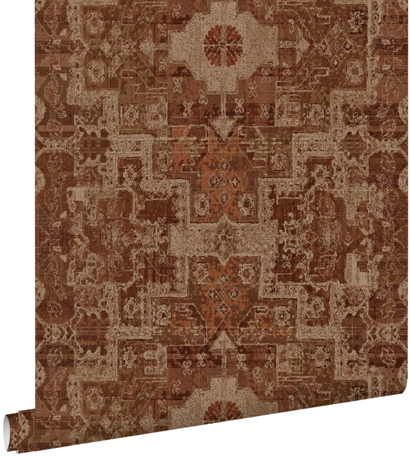 TAPETE orientalisches Kelim-Patchwork 50 x 900 cm - Braun, Papier (50/900cm) - ESTAhome