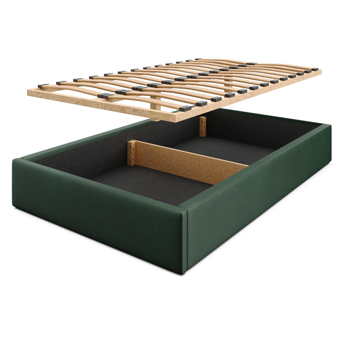 POLSTERBETT 120x200cm Bett mit Stauraum Lattenrost Flaschengrün - Dunkelgrün, Holz/Holzwerkstoff (120/200cm) - Muralo
