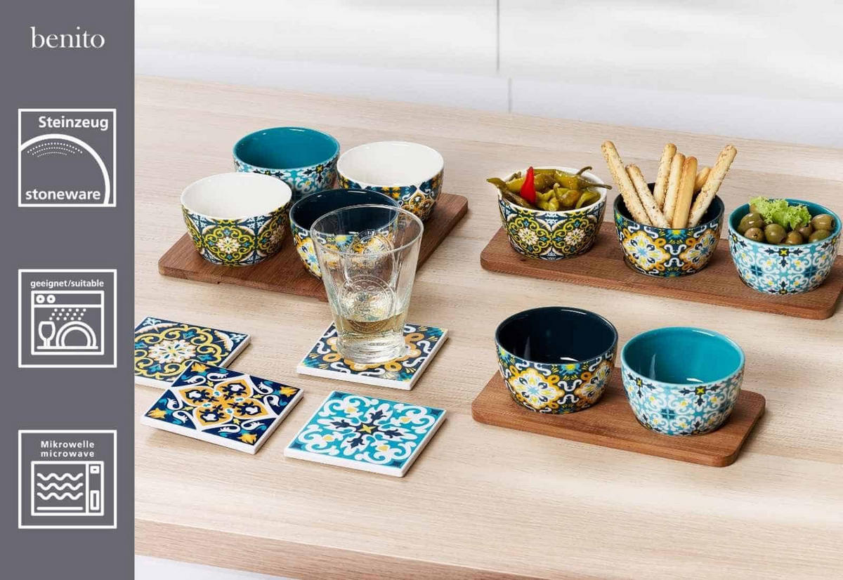 SERVIERSCHALEN-SET MIT TABLETT Benito bunt 5er Set - Multicolor, Keramik (22/22/6cm) - Ritzenhoff Breker