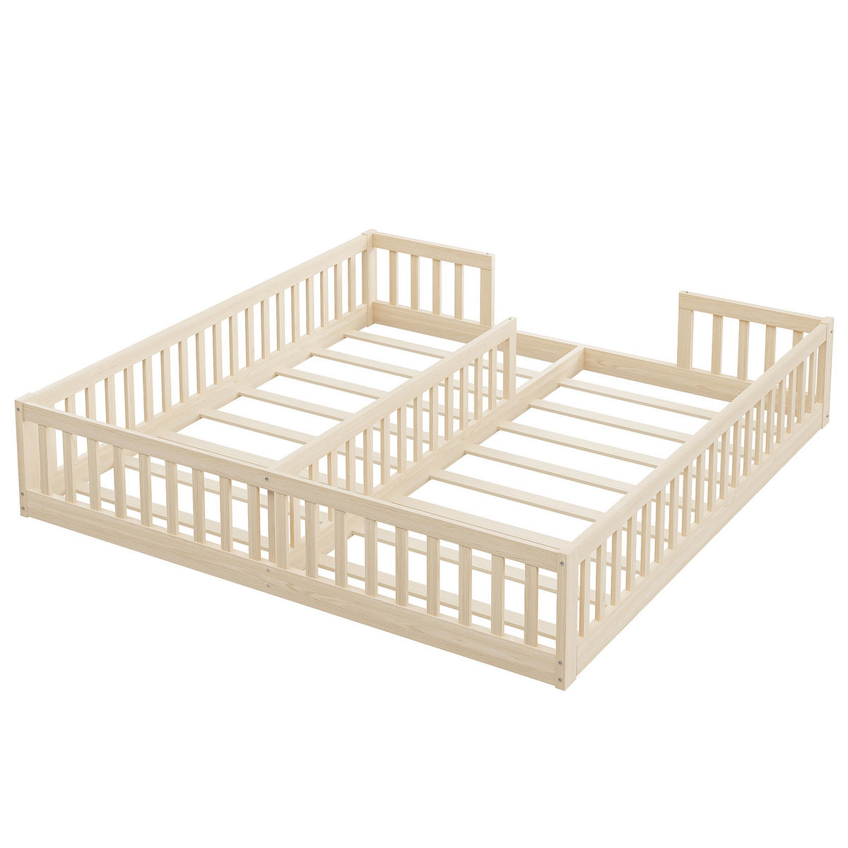 BODENBETT 90/200 cm DE-03167, als 2er-Set mit Gitter und Lattenrost, in Natur - Naturfarben, Holz/Holzwerkstoff (90/200cm) - ComfortXL