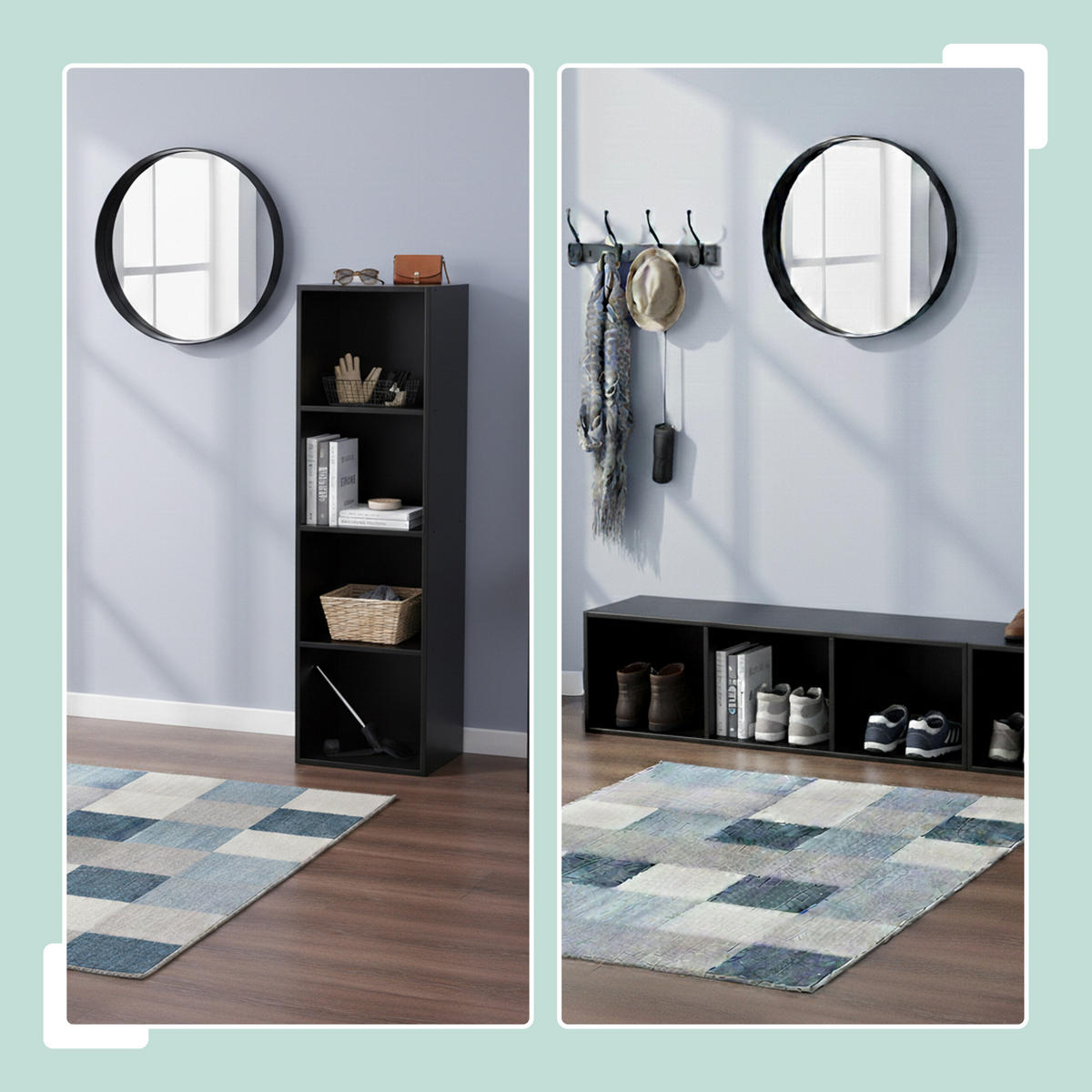 BÜCHERREGAL - Schwarz, Holzwerkstoff/Textil (32/106/24cm) - Relaxdays