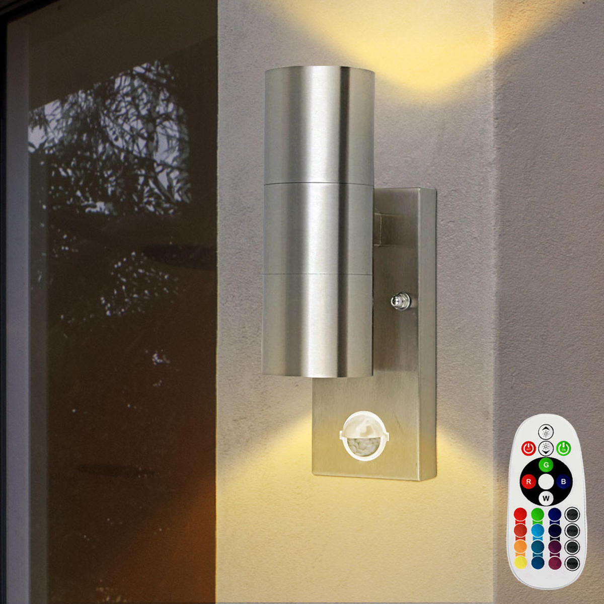 LED AUSSEN-WANDLEUCHTE Silber Aluminium 2er Set - Silberfarben, Glas (6/22/11.5cm)