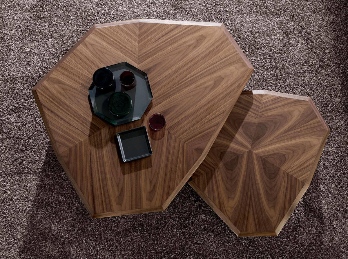 COUCHTISCH Asymmetrischer Couchtisch aus Walnussholz und schwarzem PVC 115/96/40 cm - Walnussfarben/Schwarz, Holz (96/115/40cm) - ANGEL CERDA