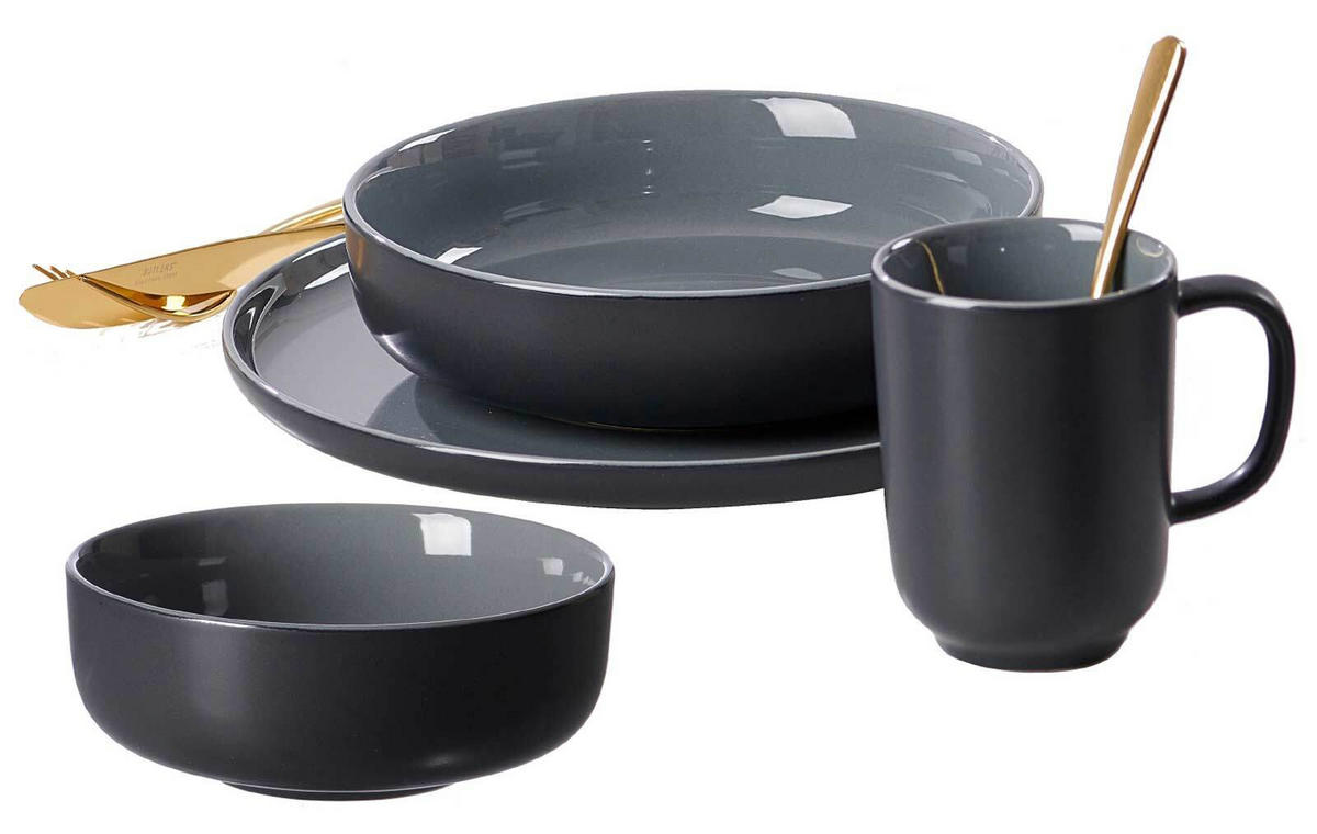 EIERTELLER Jasper schwarz ø 12 cm 6er Set - Schwarz, Keramik (12/2.5/12cm) - Ritzenhoff Breker