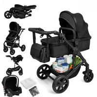 KINDERWAGENSET 3-in-1 mit Autositz, UV-Schutz, Schwarz - Schwarz, Metall (80/60cm) - Kaket