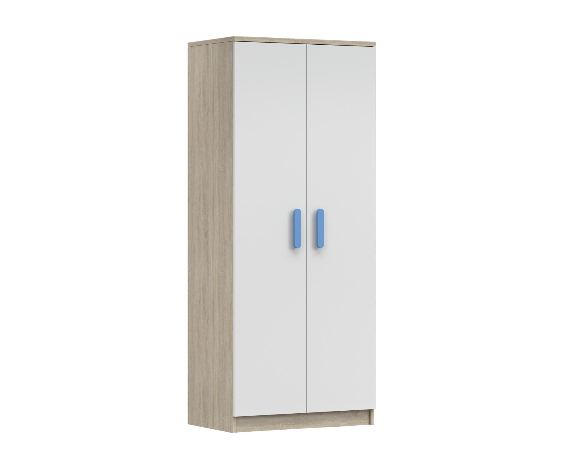 Deine Möbel 24 Kinderkleiderschrank Weiß, Sonoma Eiche, Blau 80x192x50 cm