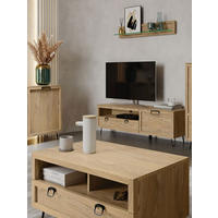 WOHNZIMMER-SET Limbo Eiche Artisan 3-teilig - Eiche Artisan/Braun, Holz/Metall (160/53/42cm) - Feldmann-Wohnen