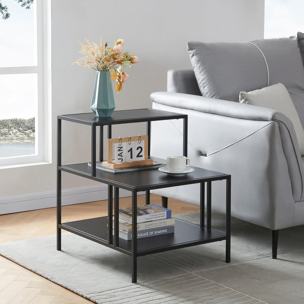 BEISTELLTISCH Kumlinge - Schwarz, Metall (50/60/60cm) - [en.casa]