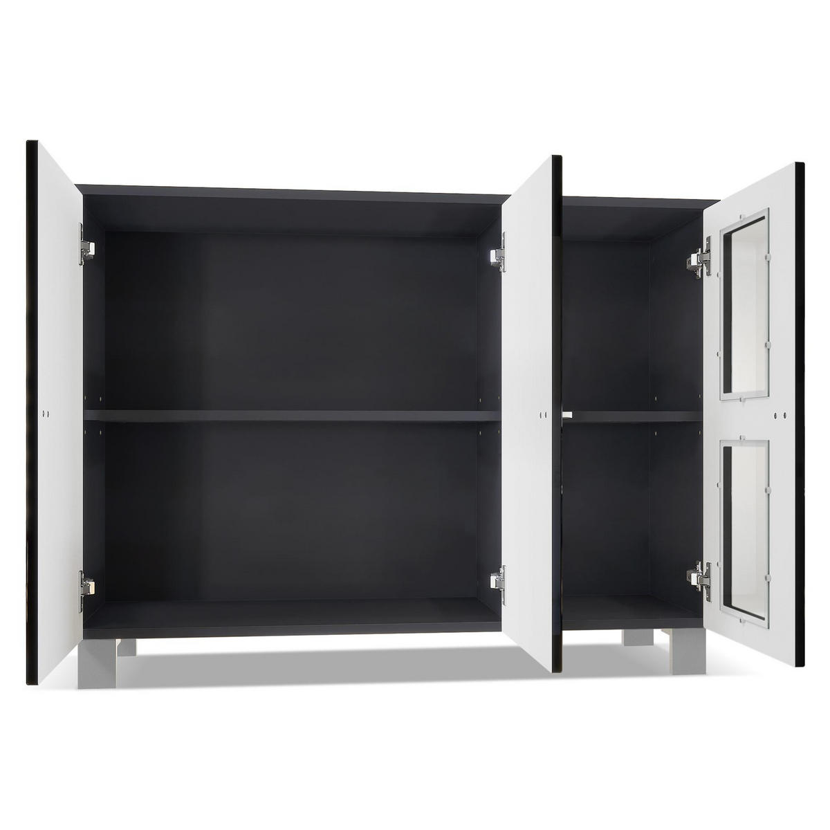 SIDEBOARD Denjo Tür in Sandgrau Hochglanz - Sandfarben, Holzwerkstoff (107/81/35cm) - Vladon