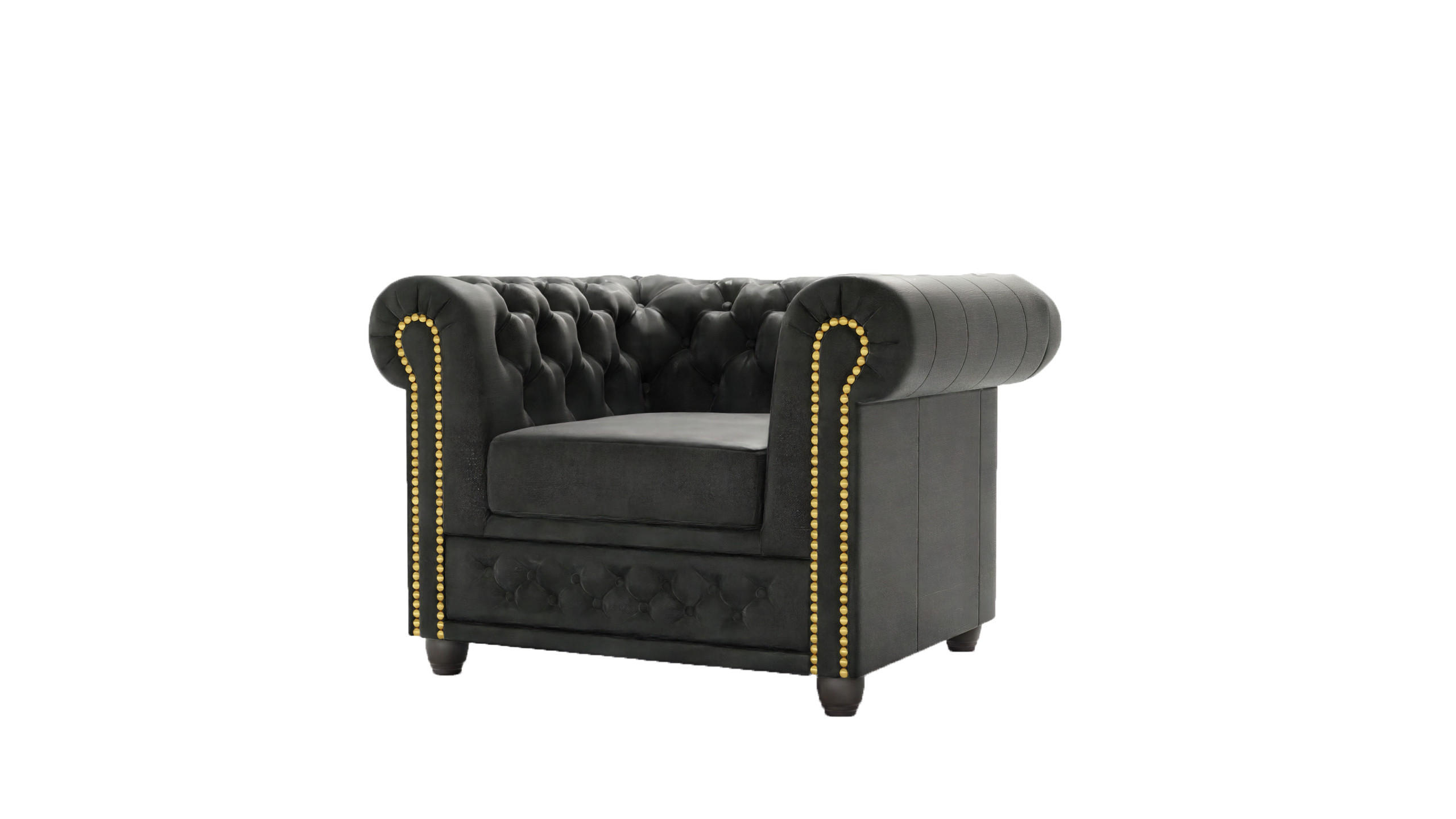 CHESTERFIELD-SESSEL Flux Anthrazit Microfaser Vintageoptik - Anthrazit/Braun, Holz/Textil (94/72/86cm) - S-Style Möbel