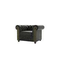 CHESTERFIELD-SESSEL Flux Anthrazit Microfaser Vintageoptik - Anthrazit/Braun, Holz/Textil (94/72/86cm) - S-Style Möbel
