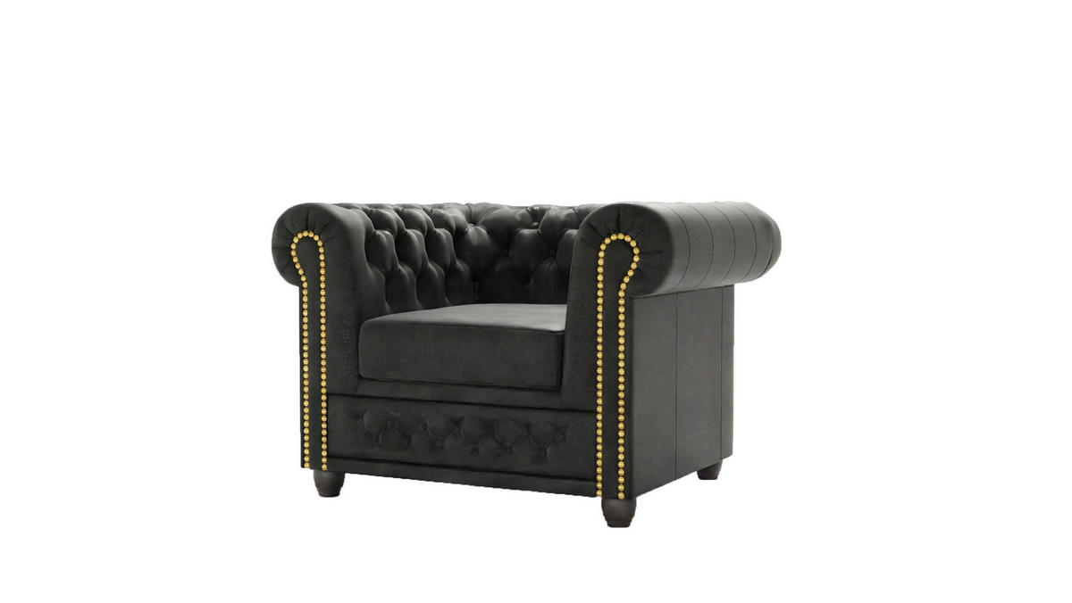 CHESTERFIELD-SESSEL Flux Anthrazit Microfaser Vintageoptik - Anthrazit/Braun, Holz/Textil (94/72/86cm) - S-Style Möbel