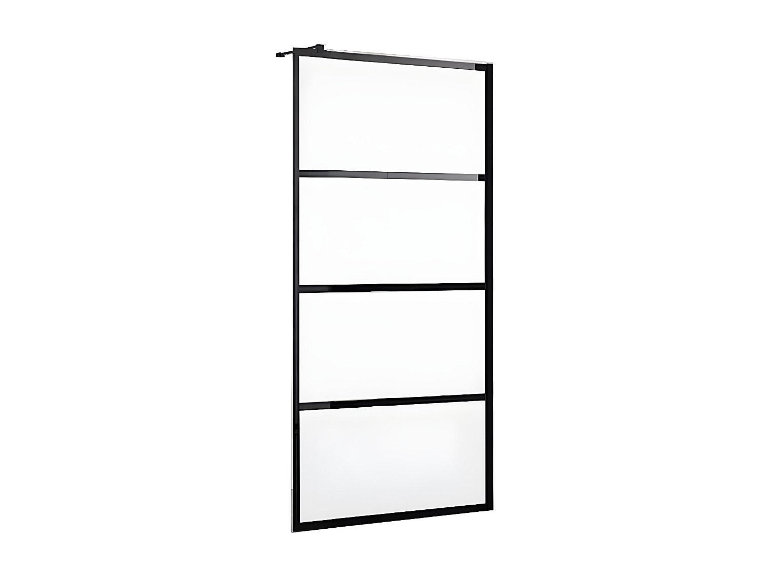 DUSCHWAND - 120cm x 0.6cm - Aluminium - schwarz - INAYA II - Schwarz, Metall (120/200cm) - Vente-Unique