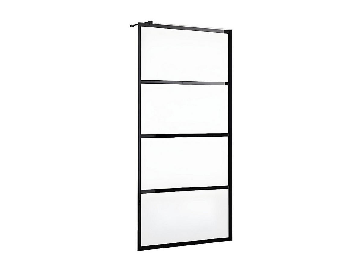 DUSCHWAND - 140cm x 0.6cm - Aluminium - schwarz - INAYA II - Schwarz, Metall (140/200cm) - Vente-Unique