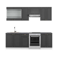 KÜCHENZEILE Fame-Line Anthrazit-Gold/Weiß 240 cm, AP Anthrazit - Anthrazit/Weiß, Holzwerkstoff (240/81.6/60cm) - Vicco