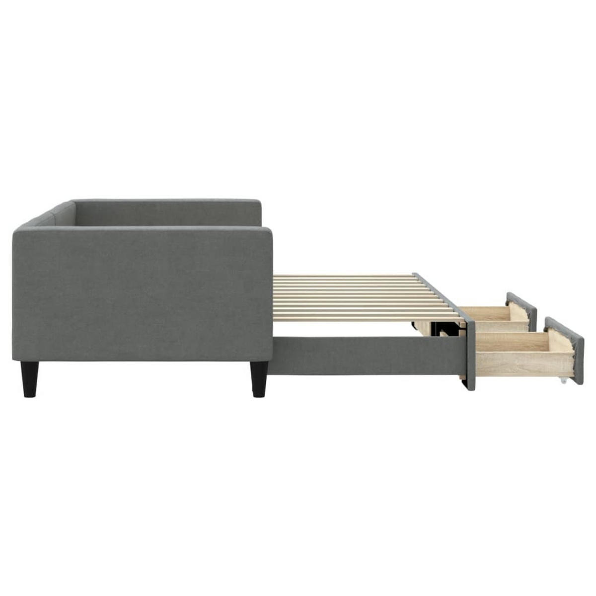 TAGESBETT AUSZIEHBAR MIT SCHUBLADEN DUNKELGRAU 90X200 CM STOFF - Dunkelgrau, Holz/Textil - vidaXL