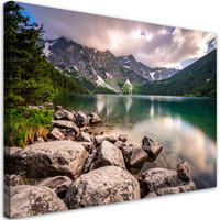 LEINWANDBILD Landschaft See Berge Natur 120x80cm - Grau, Textil (120/80cm) - Feeby