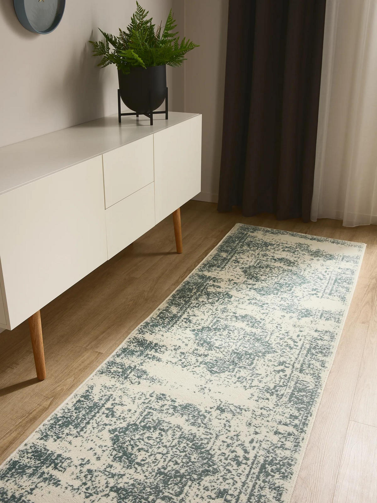 VINTAGE-LÄUFER Suki 80/240 cm - Creme/Mintgrün, Kunststoff (80/240cm) - benuta