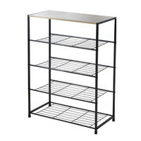 5-STUFIGES Schuhregal aus schwarzem Metall - Apfelbaumfarben, Holzwerkstoff (30/83/63cm) - Calicosy