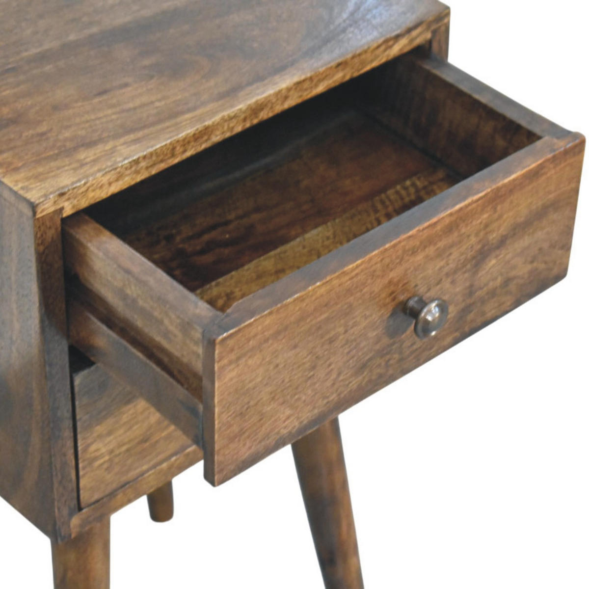 NACHTTISCH Nordic 2 Schubladen - Dunkelbraun/Messingfarben, Mangoholz/Holz (30/57/30cm) - Artisan Furniture