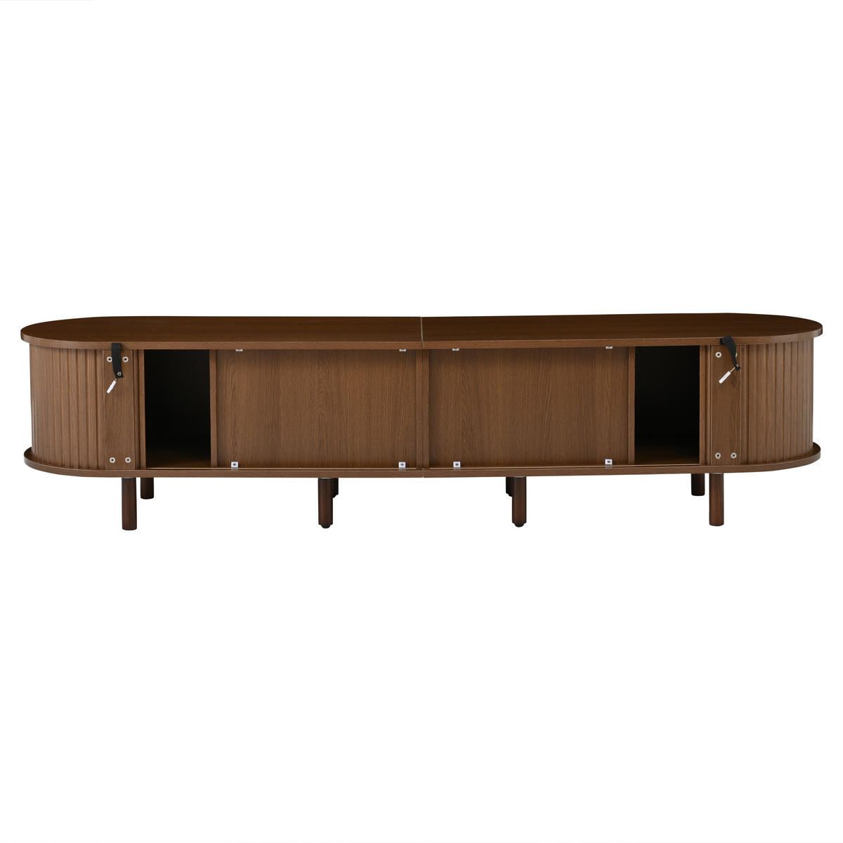 TV STOLEK vzhled ořechu a ratan 170 cm oválný s 8 nohami - barva starého dubu, kompozitní dřevo (170/40/40cm) - Urban Meuble