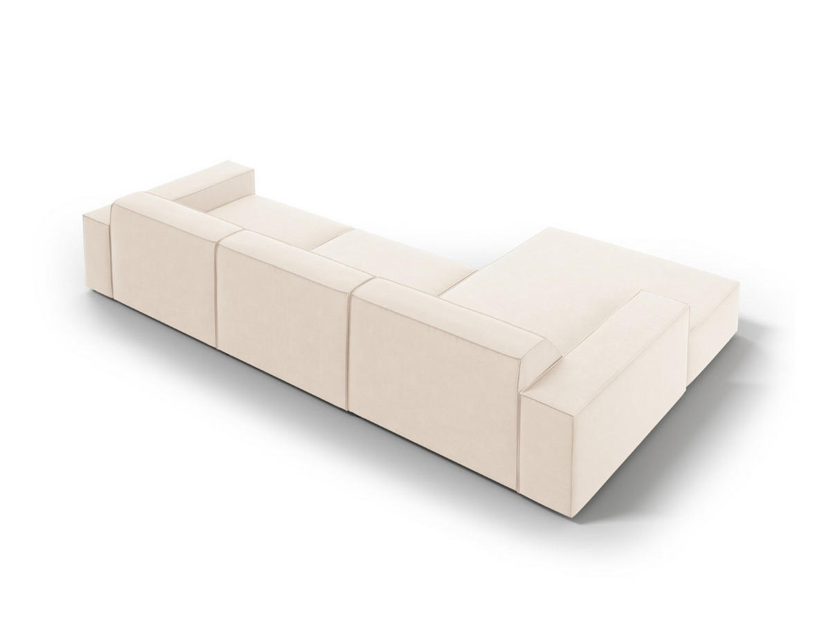 ECKSOFA links Jodie aus Samt leichtes beige 4 Sitzplätze - Beige, Textil (166/284cm) - Micadoni
