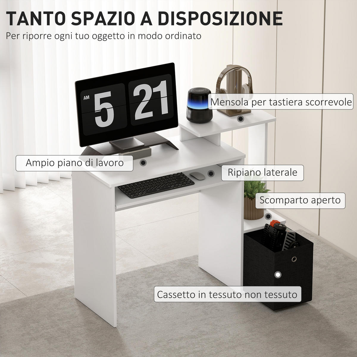 BÜROTISCH Weiß 1 Stück - Weiß, Holzwerkstoff (40/100/86.6cm) - GiPP
