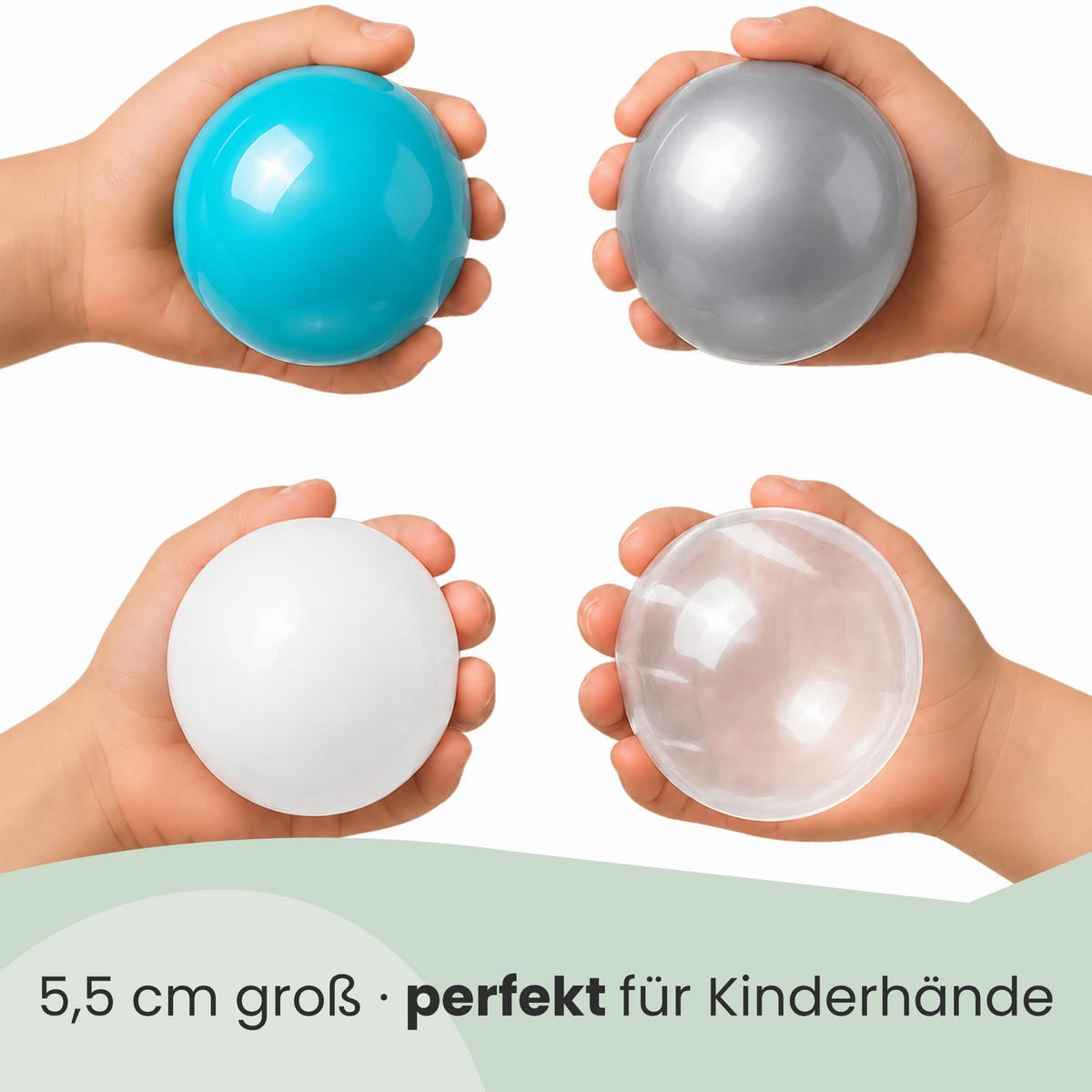 BÄLLEBAD-BÄLLE 200 Stück, Türkis/Grau/Weiß/Transparent, 5.5 cm - Türkis, Kunststoff (5.5/5.5/5.5cm) - Littletom