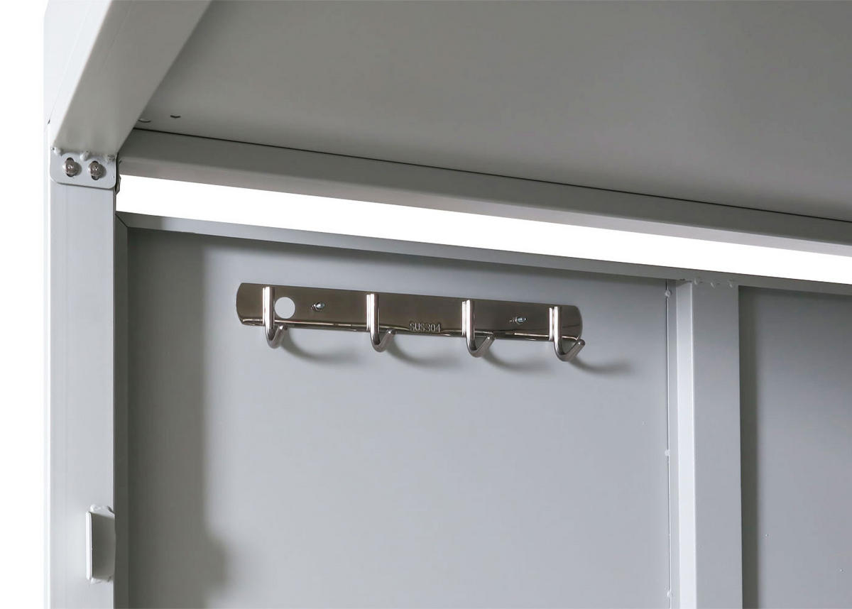 2ER-FAHRRADGARAGE PFLANZKASTEN L56B Hellgrau - Hellgrau, Metall (113/123/208cm) - MCW