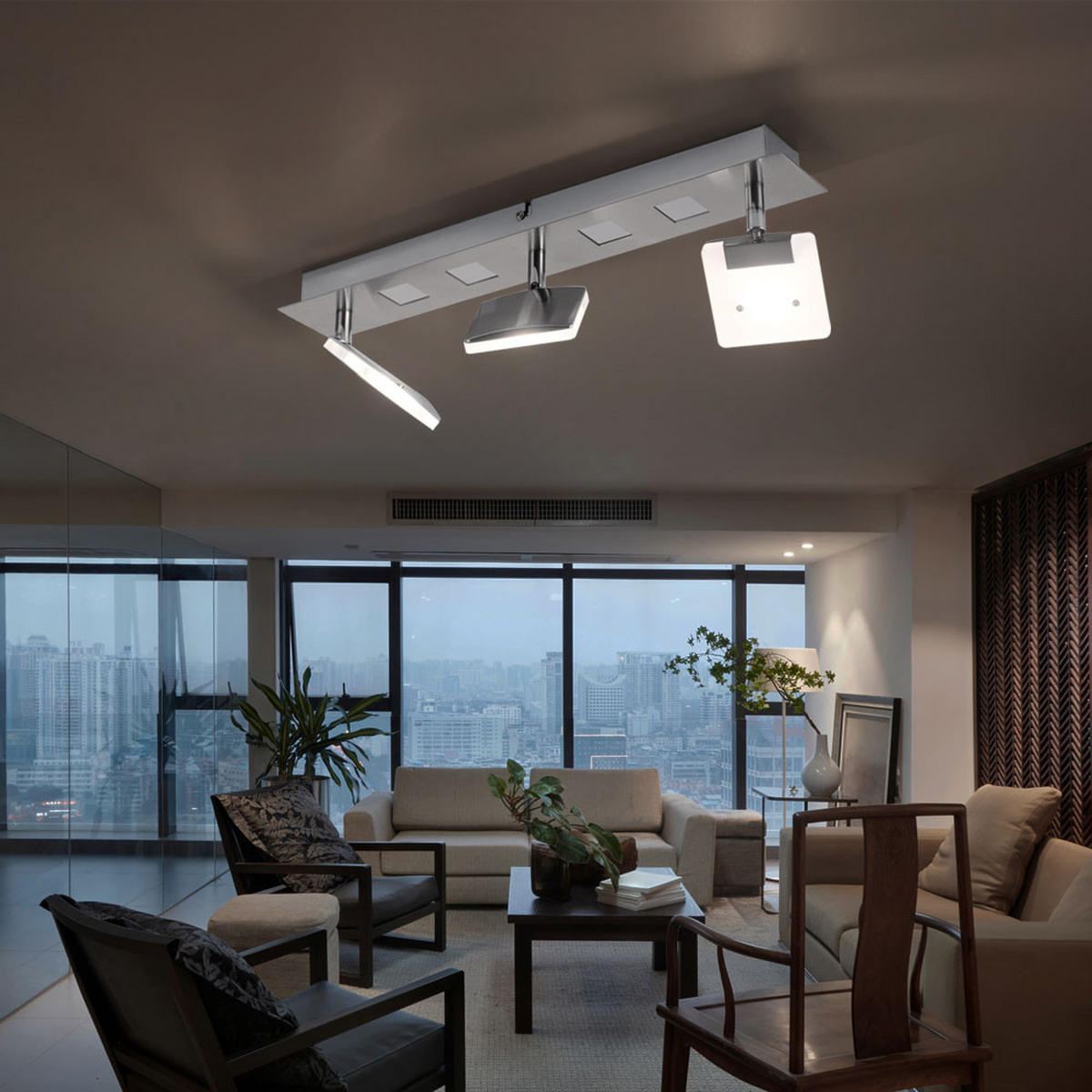 LED DECKENLEUCHTE KAMALA Silber satiniert - Silberfarben, Metall (45/7/15cm)