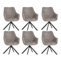ESZIMMERSTÜHLE San Carlo 6er-Set - Hellgrau/Schwarz, Textil/Metall (57/87/67cm) - Mr. Deko