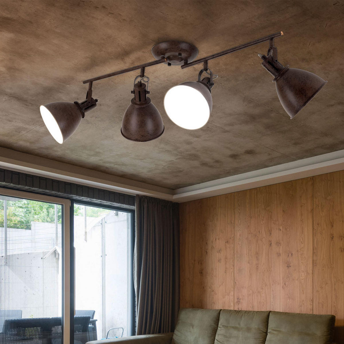 DECKENLEUCHTE Metall Rost Braun - Braun, Metall (80/15/20cm) - Globo Lighting