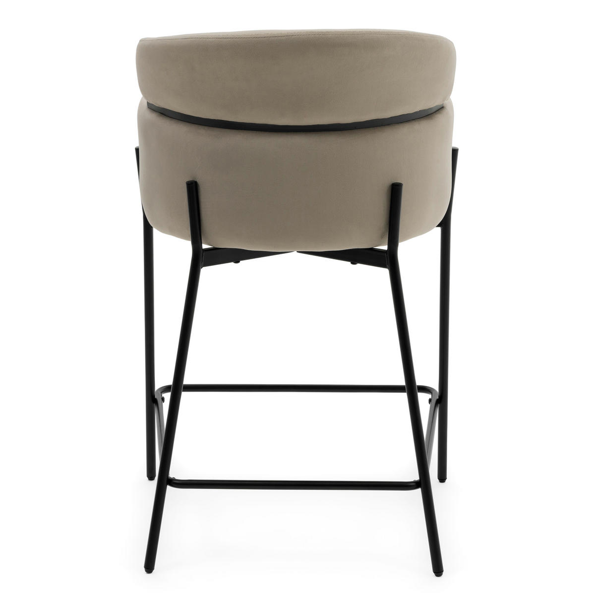 BARHOCKER BOLZANO gepolsterter mit Steppung - dunkelbeige - Samt Velour - Beige/Schwarz, Textil/Metall (60/99/55cm) - NEW HOME