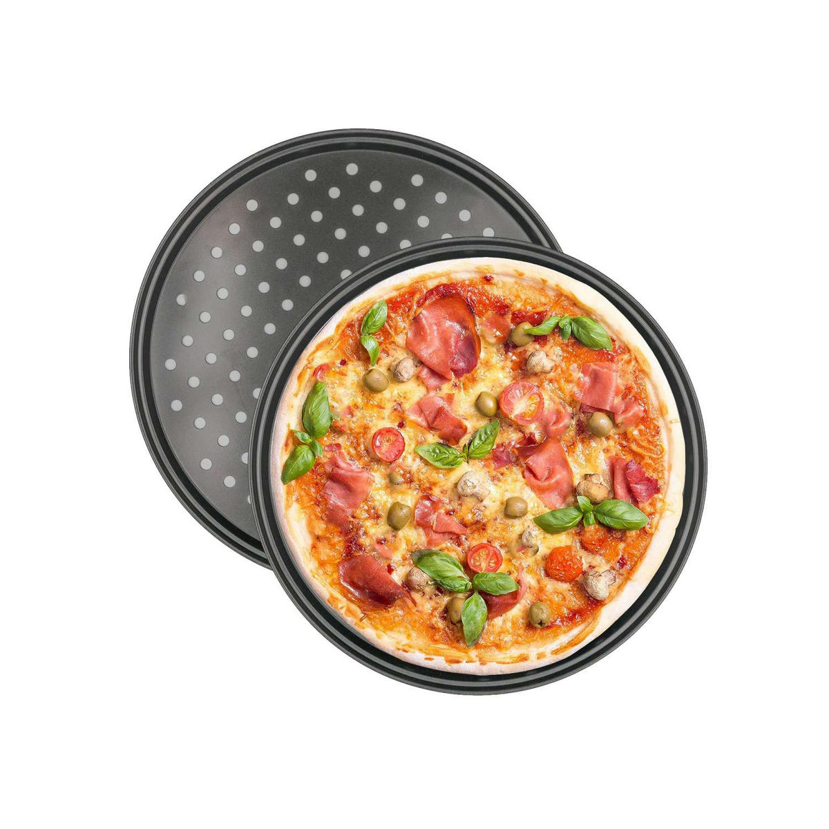 PIZZABLECH SET (2-tlg.) - Schwarz, Metall (32/1.5/32cm) - Intirilife