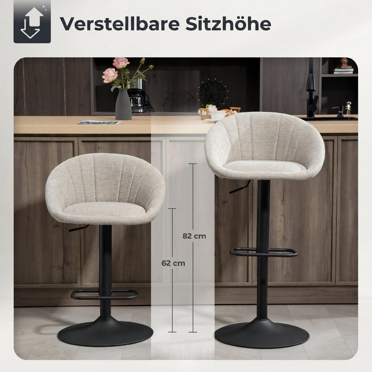 BARHOCKER 2er-Set Beige 53.5/46.0/103.0 cm - Beige, Textil (46/103/53.5cm)