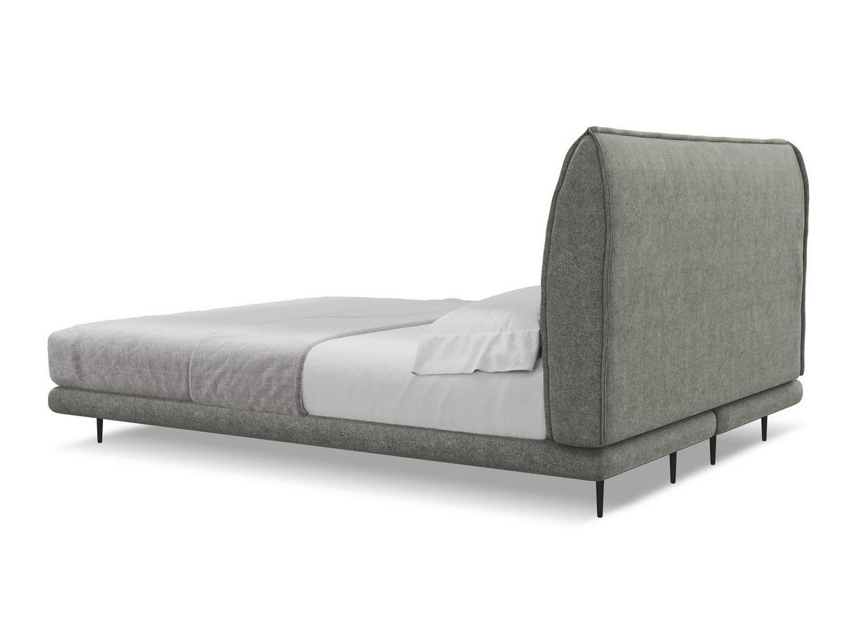 POLSTERBETT Doppelbett mit Matratze Bouclé Stoff Grau - Schieferfarben/Schwarz, Textil/Metall (140/200cm) - Makamii