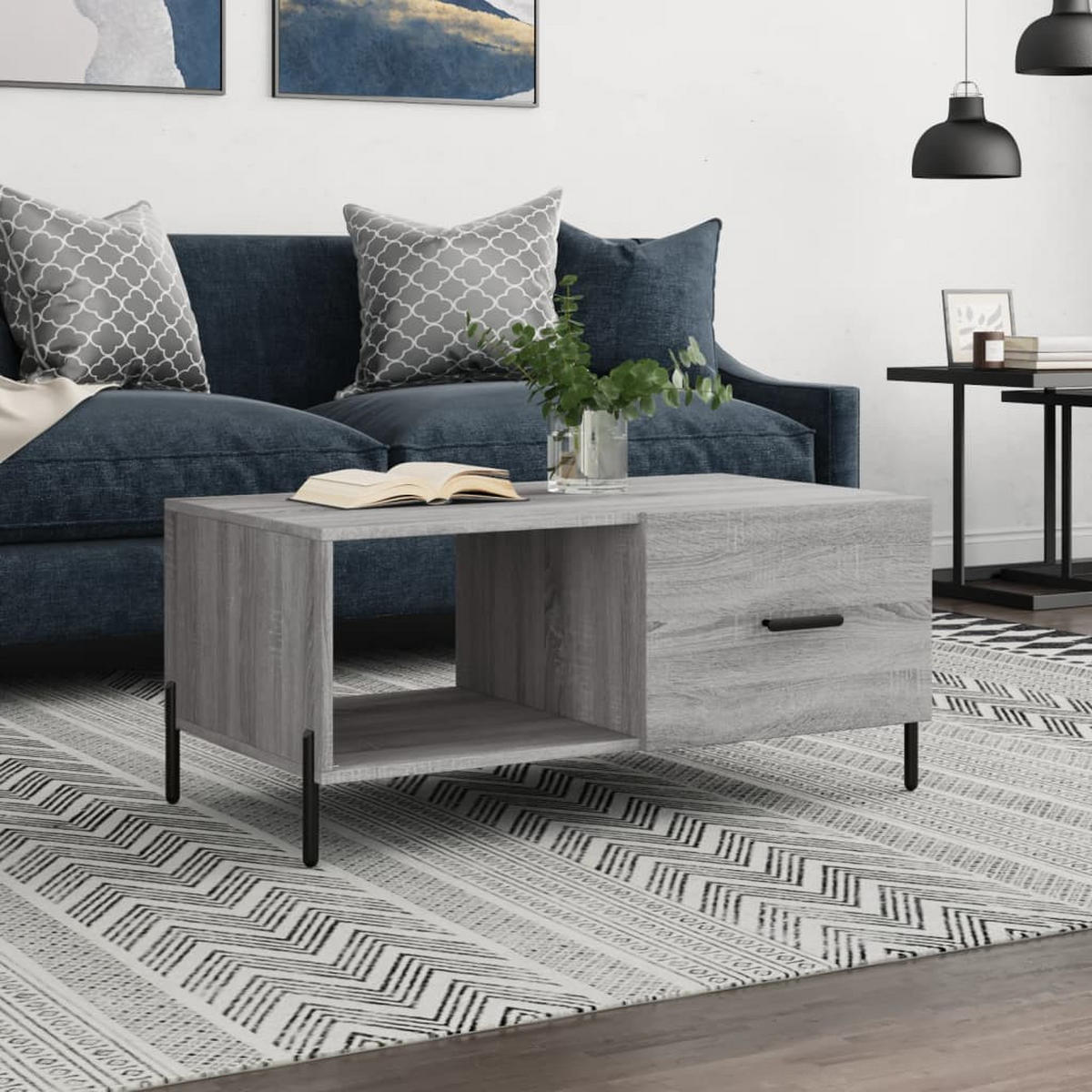 COUCHTISCH Grau Sonoma 90x50x40 cm Holzwerkstoff - Grau, Holzwerkstoff (50/90/40cm) - furnicato