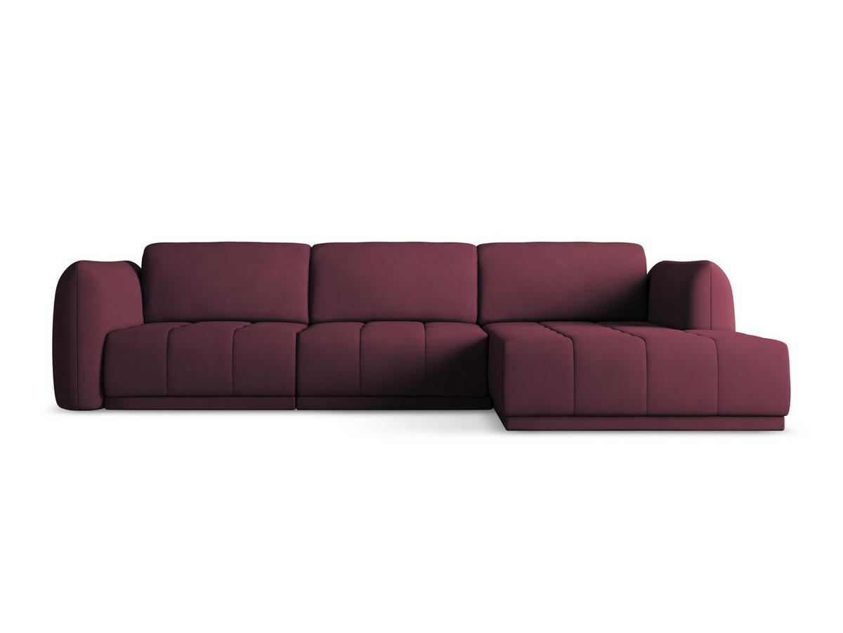 ECKSOFA Rechts Chenille Stoff Rot - Rot/Weinrot, Kunststoff/Textil (290/170cm) - Makamii