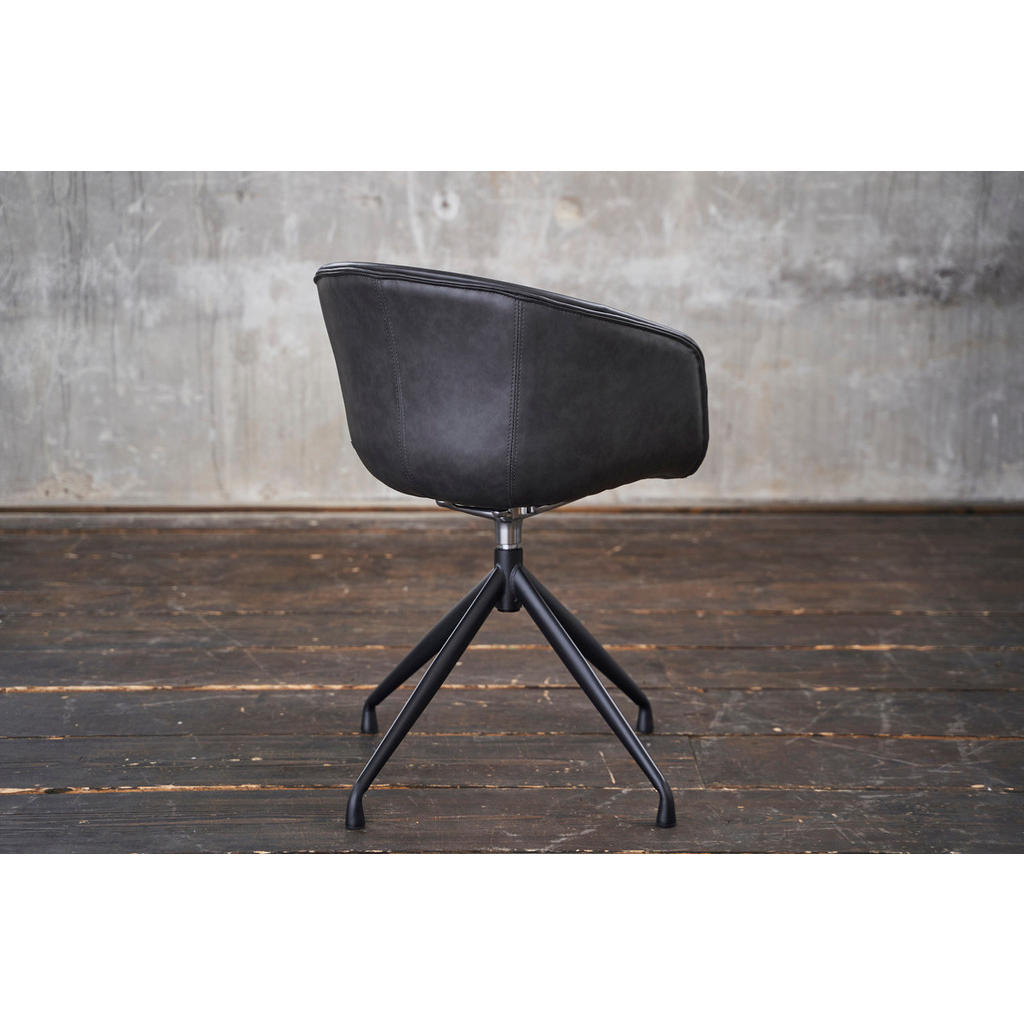 Thumbnail - Kawola Drehstuhl, Grau, Leder, 60x81x54.5 cm, Esszimmer, Stühle, Esszimmerstühle, Vierfußstühle