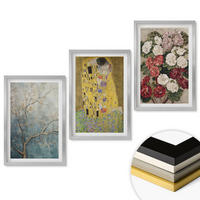 WANDBILDER 3er Set - 40x60 cm Silberner Rahmen - Blumen des Baumes (Gemälde von Klimt) - Silberfarben, Kunststoff (40/60cm) - ArtPrintCave