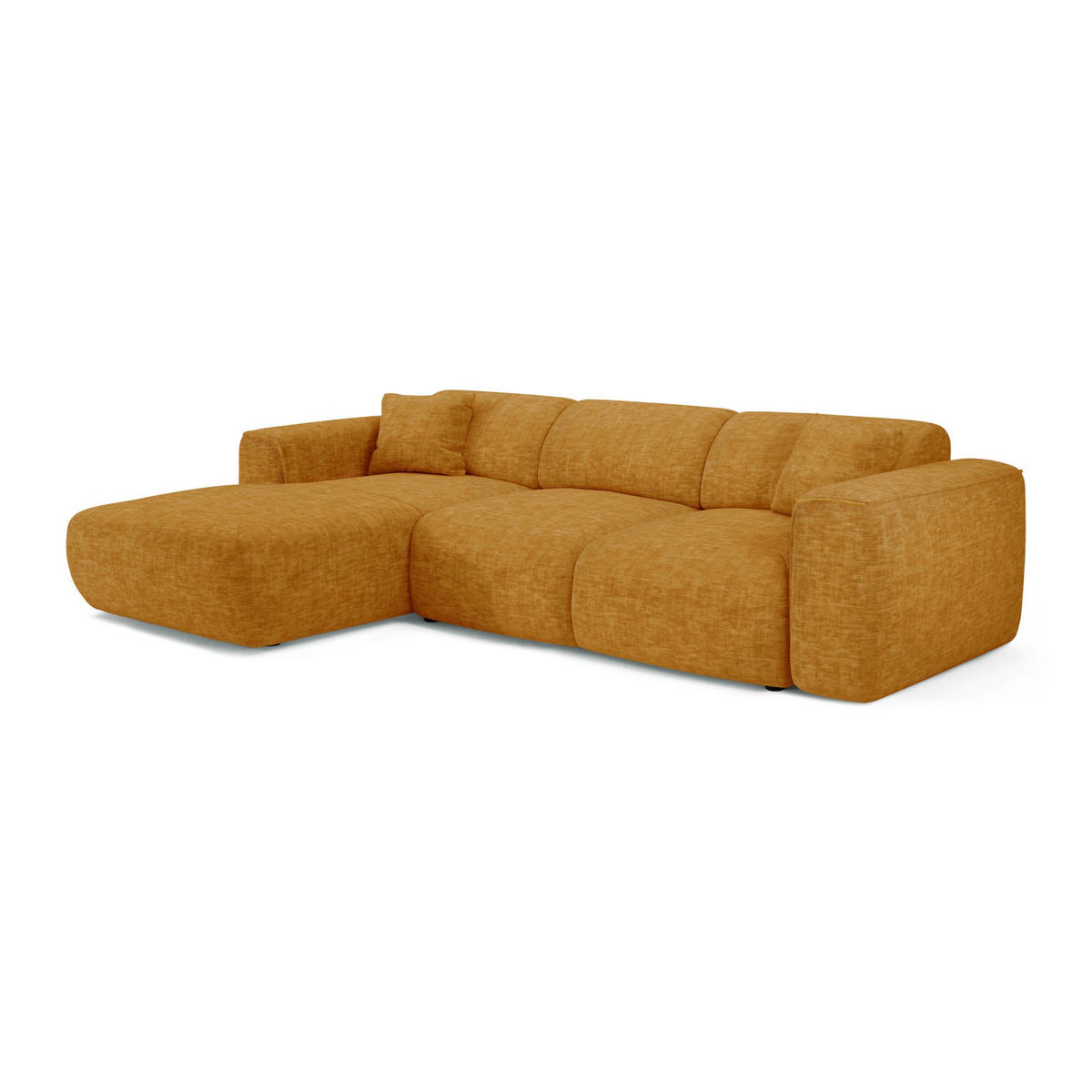 ECKSCHLAFSOFA Texturierter Samt Senf 283cm - Dunkelgelb, Textil (283/180cm) - Sia Home