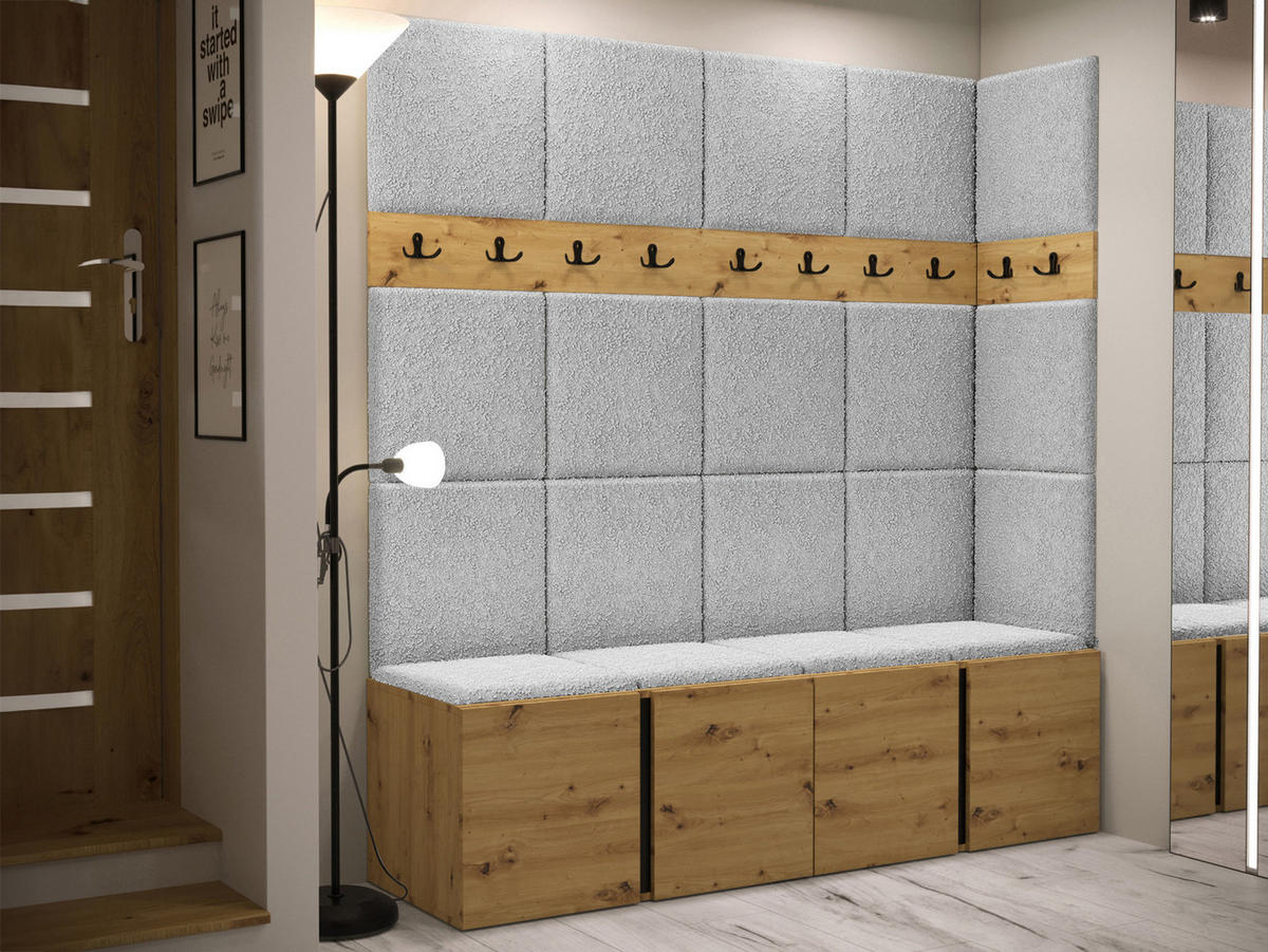 GARDEROBEN-SET Orion II - Hellgrau/Eiche Artisan, Holzwerkstoff/Kunststoff (168/186/46cm) - MIRJAN24