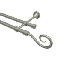 GARDINENSTANGE Primus Allegra 540 cm (geteilt in 3 x 180 cm), 2-läufig (ohne Ringe), 16 mm Ø Chrom matt - Chromfarben/Nickelfarben, Metall (540cm) - INTERDECO