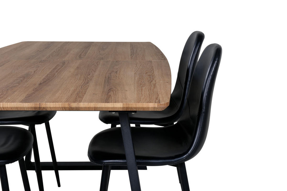 TISCHGRUPPE Schwarz - Schwarz/Braun, Holzwerkstoff (85/75/160cm) - ebuy24