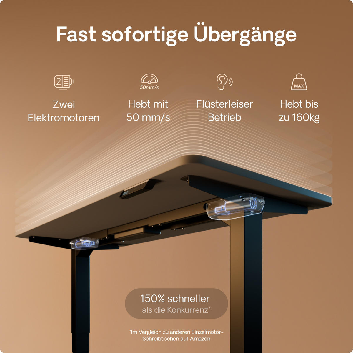 SCHREIBTISCH Elektrisch Höhenverstellbarer HomePro 140x70cm Schwarz/Grau mit Memory-Funktion, Anti-Kollisions Technologie - Schwarz/Grau, Holzwerkstoff (70/140/62cm) - Desktronic