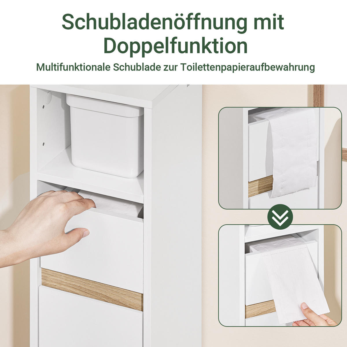 TOILETTENSCHRANK Weiß, 20x96x20cm - Weiß, Holzwerkstoff (20/96/20cm) - SoBuy
