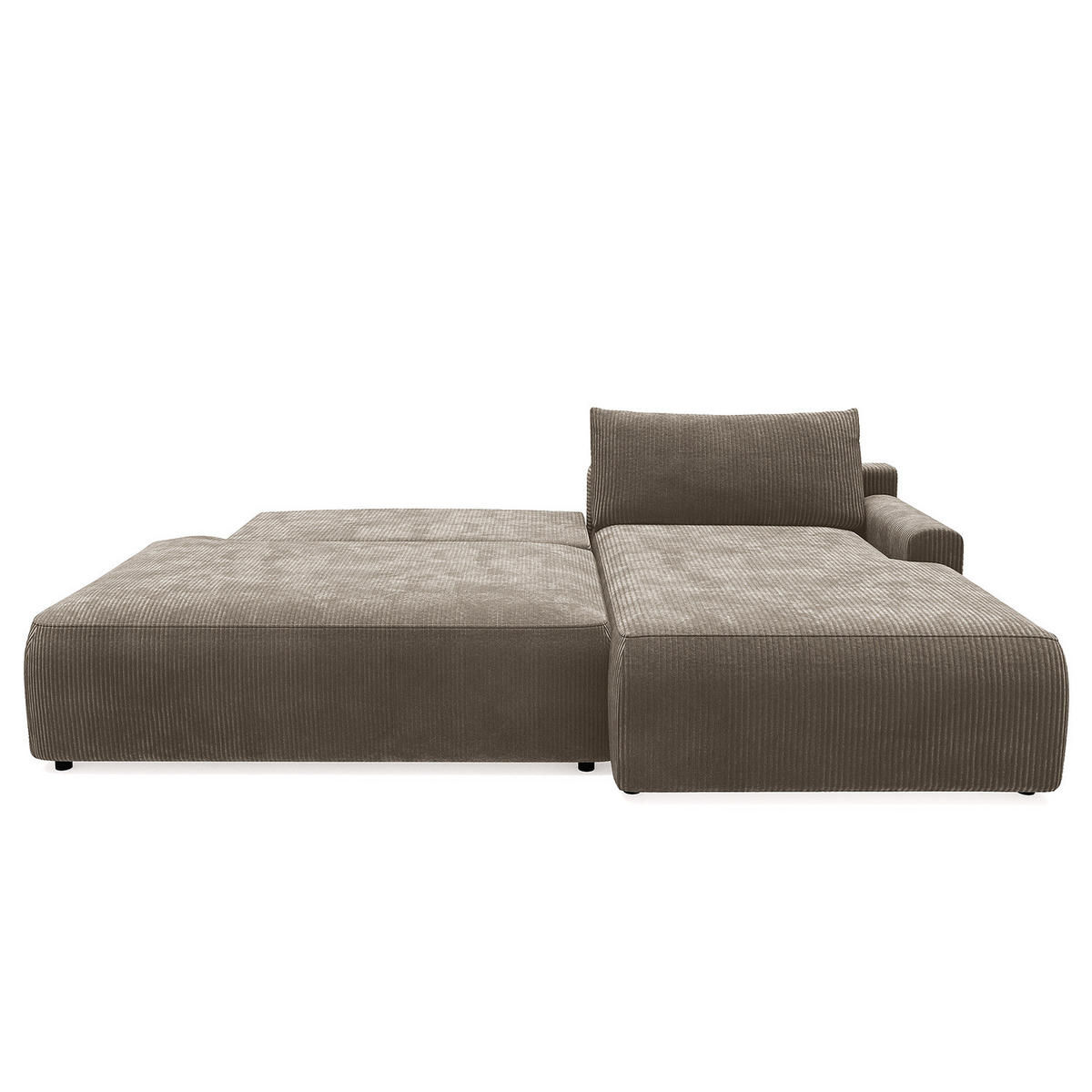 ECKSOFA mit Schlaffunktion - Longchair - Hellgrau/Schwarz, Kunststoff/Textil (253/167cm) - home24