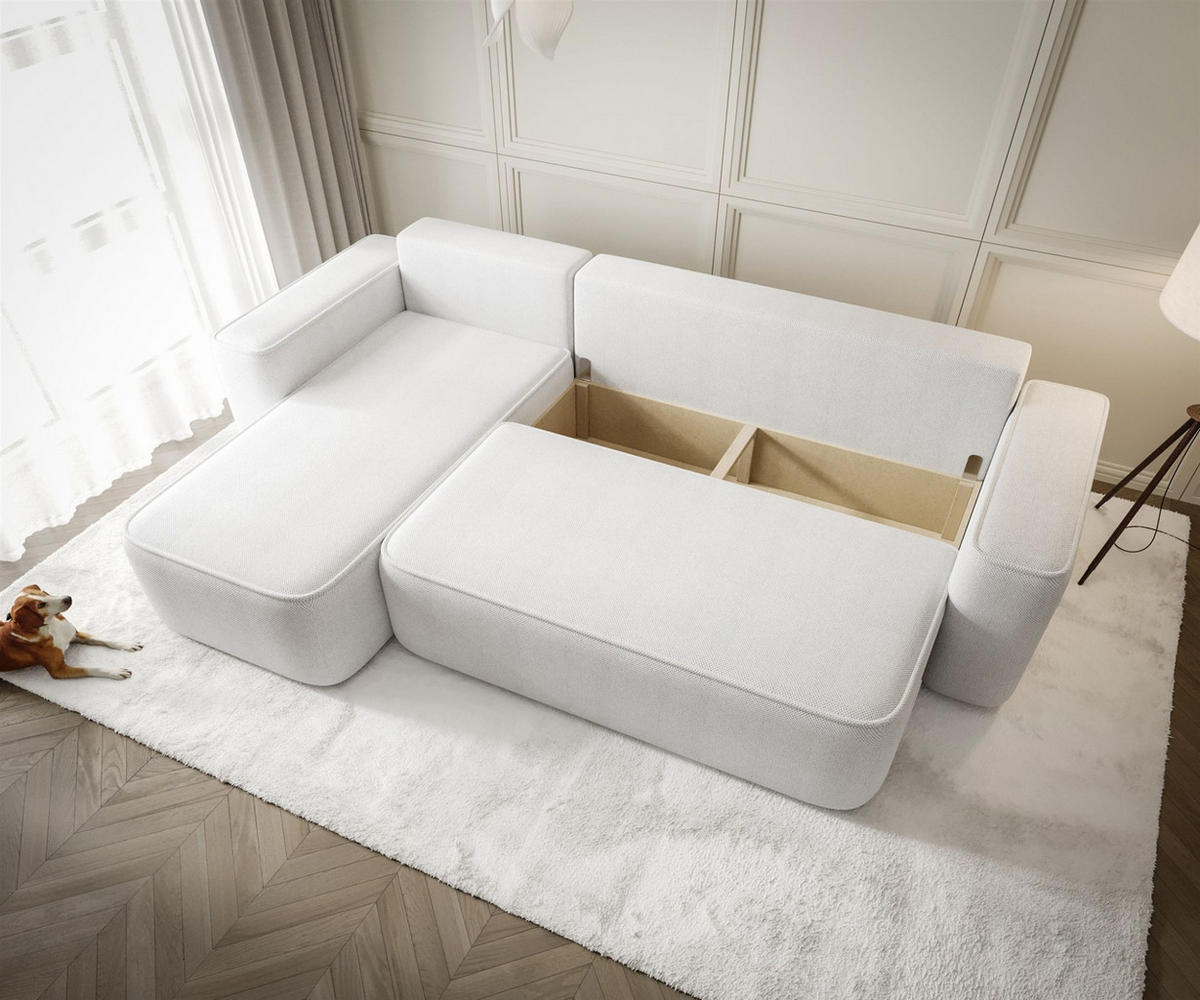 ECKSOFA Agepo Stoff Quelle - Hellbraun, Holzwerkstoff/Textil (250/150cm) - Fun Möbel