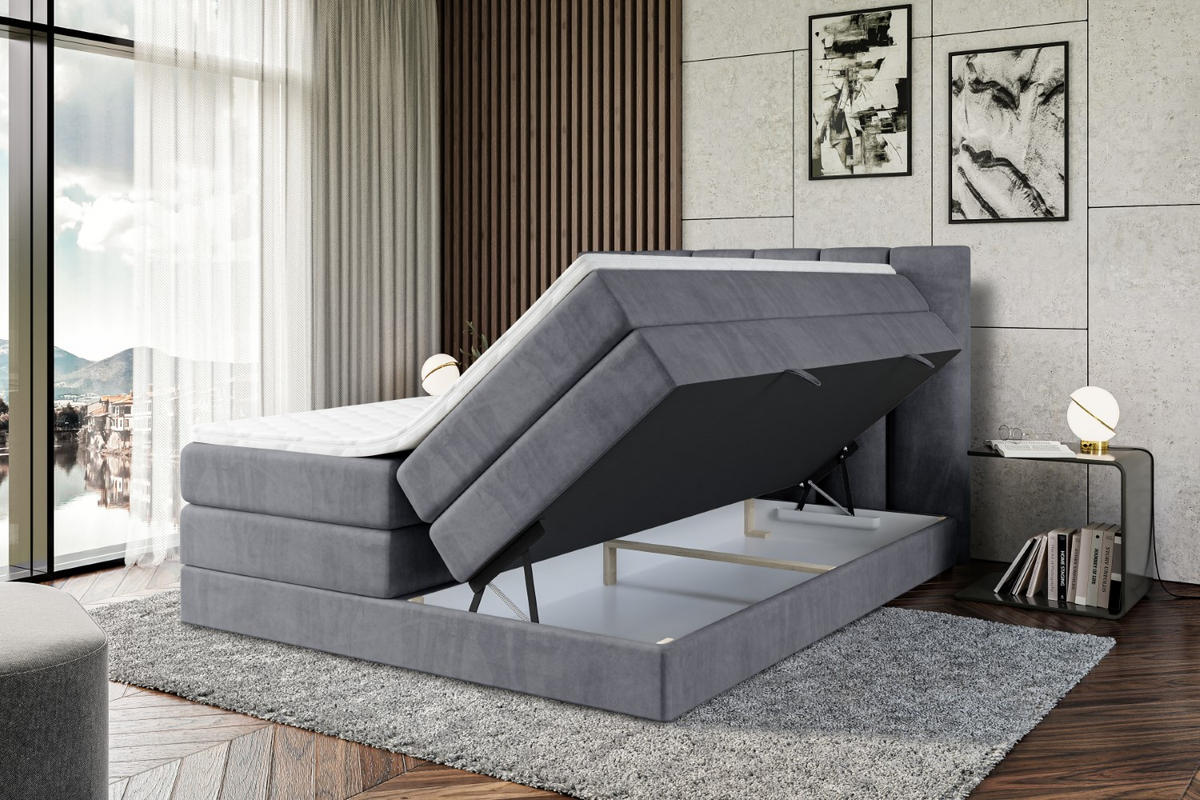 BOXSPRINGBETT BOXI1 KING - 180x200 - H3/H4 - Dunkelgrau - Dunkelgrau, Holzwerkstoff (180/200cm) - ALTDECOR