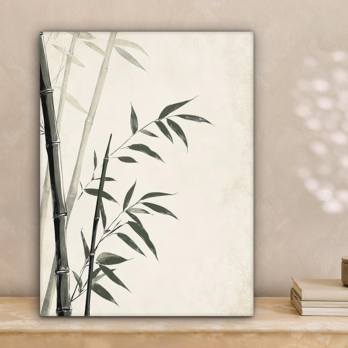LEINWANDBILD Japandi - Bambus - Beige Room Decor 30x40 cm - Eukalyptusholzfarben, Textil (30/40cm) - MuchoWow